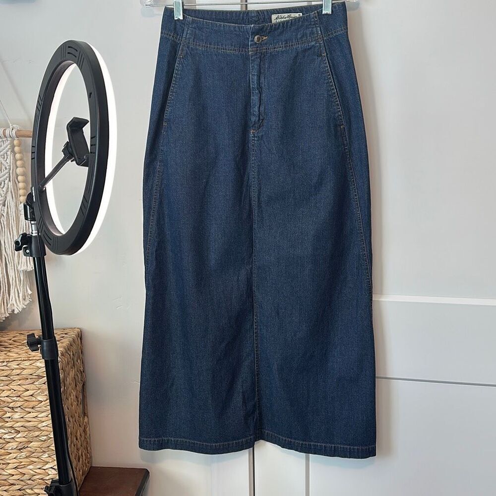 Eddie Bauer Blue JeN Denim Long Maxi Modest Boho Skirt 28
